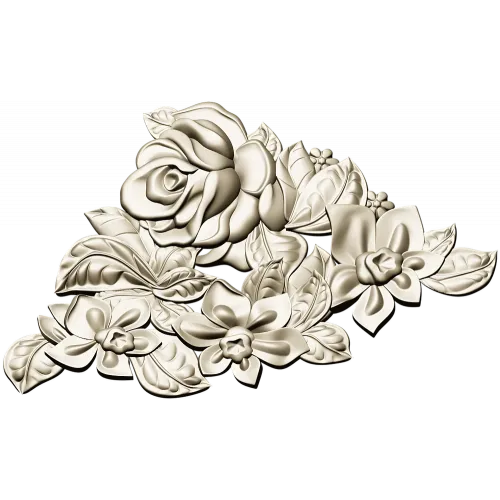 Floral Embrace - Detailed Corner Floral STL Model for CNC