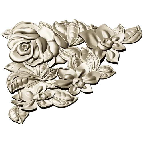 Floral Embrace - Detailed Corner Floral STL Model for CNC