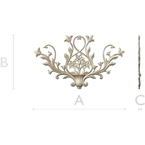 Цветочный картуш для фрезеровки в формате STL