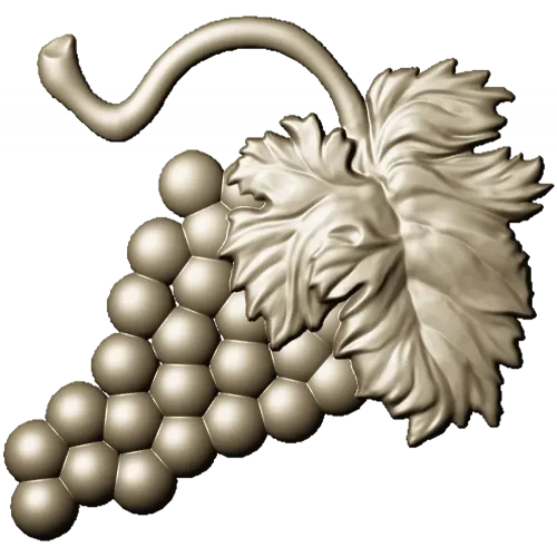 Detailed Grapes and Leaves STL Model for CNC Milling