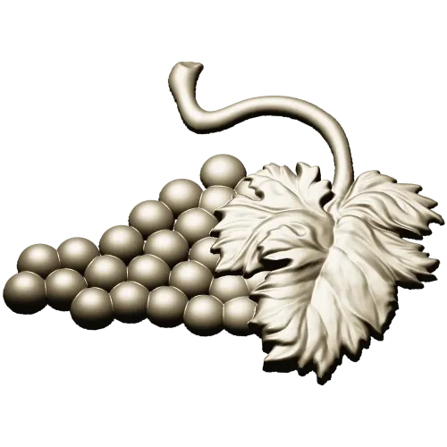 Detailed Grapes and Leaves STL Model for CNC Milling