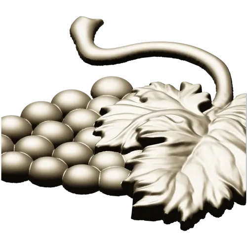 Detailed Grapes and Leaves STL Model for CNC Milling