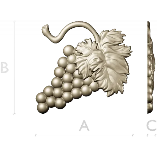 Detailed Grapes and Leaves STL Model for CNC Milling