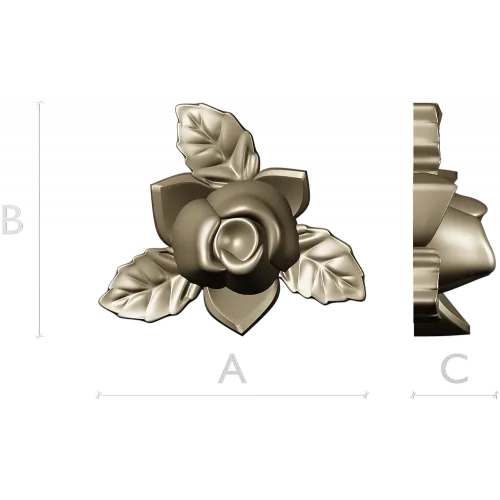 Floral Rose Ornament 3D Model for CNC Milling in STL Format