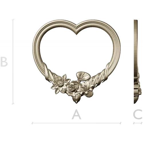 Сердечная рамка с цветочным букетом - stl модель для ЧПУ