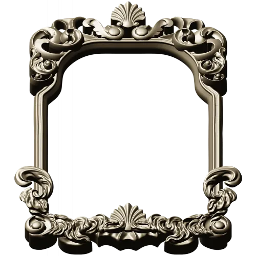 Rococo shell frame - detailed STL 3D model for CNC milling