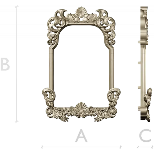 Rococo shell frame - detailed STL 3D model for CNC milling