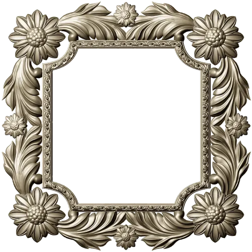 Floral Acanthus Square Frame STL 3D Model for CNC