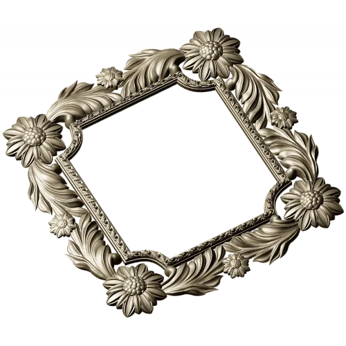 Floral Acanthus Square Frame STL 3D Model for CNC