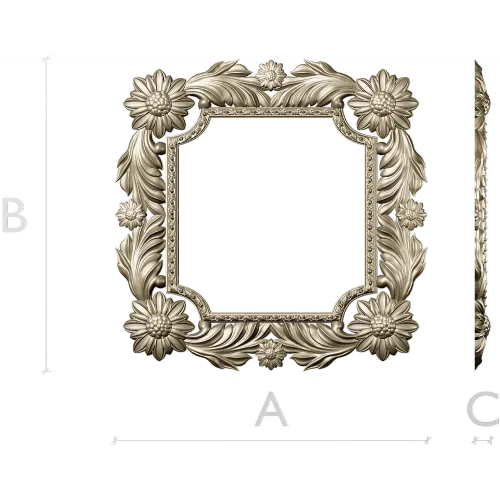 Floral Acanthus Square Frame STL 3D Model for CNC