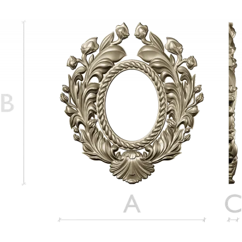 Ornate Acanthus Oval Frame - 3D STL for CNC