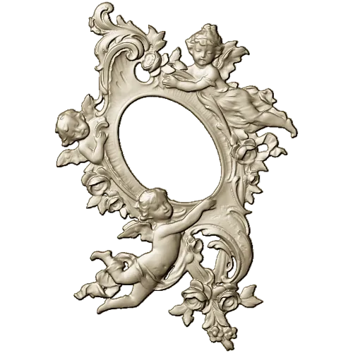 Rococo Cherub Oval Frame STL