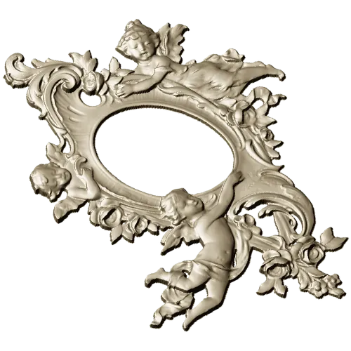 Rococo Cherub Oval Frame STL
