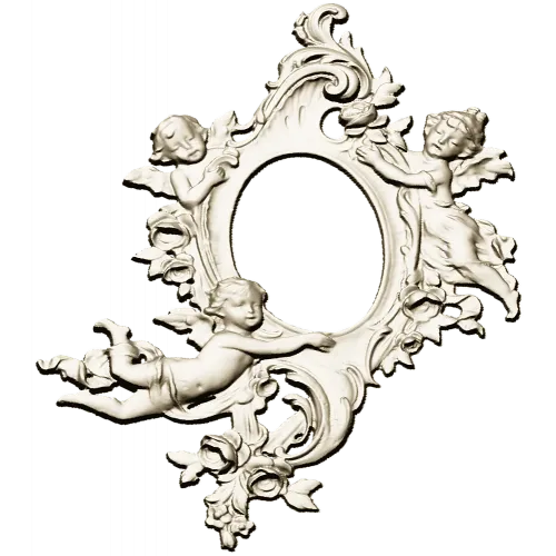 Rococo Cherub Oval Frame STL