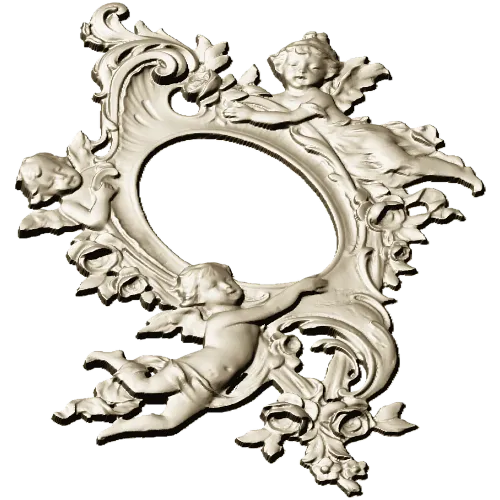 Rococo Cherub Oval Frame STL