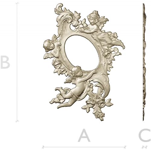 Rococo Cherub Oval Frame STL