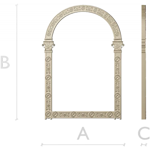 Rosette Arch - ornamental arched frame STL 3D model for CNC