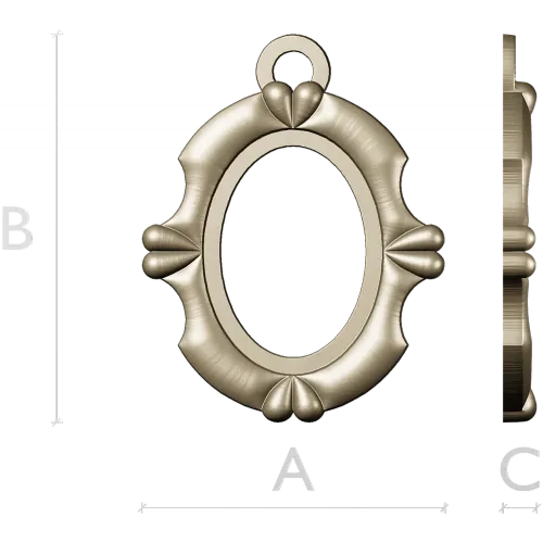 Ornate Oval Pendant Frame - STL 3D model for CNC