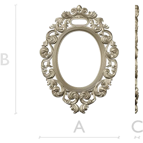 Ornate Rococo Oval Frame STL for CNC Routing