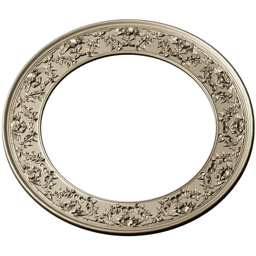 Ornate Round Frame STL - High-Relief Floral Ring for CNC