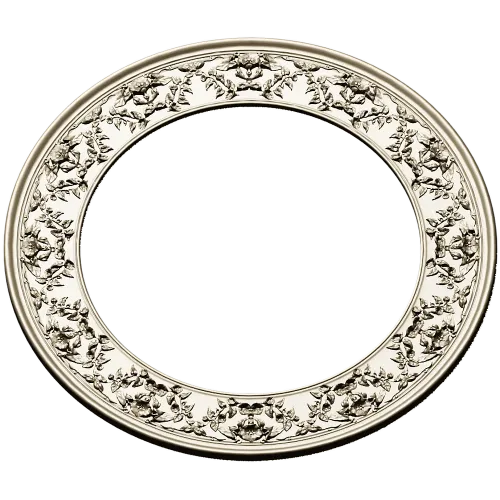 Ornate Round Frame STL - High-Relief Floral Ring for CNC