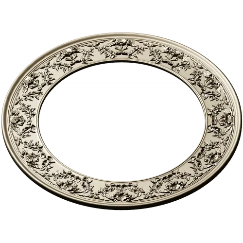 Ornate Round Frame STL - High-Relief Floral Ring for CNC