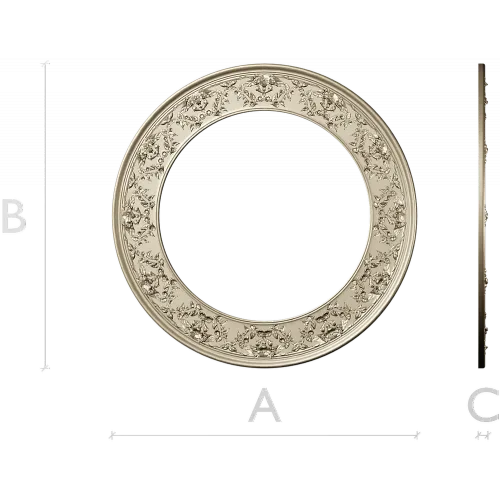 Ornate Round Frame STL - High-Relief Floral Ring for CNC