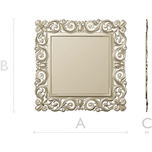 Ornate Baroque Square Frame 3D STL for CNC