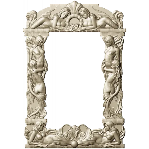 Baroque Mermaid Frame STL for CNC