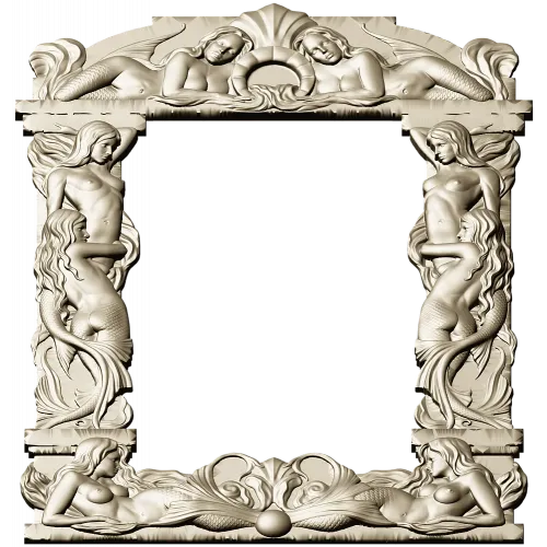 Baroque Mermaid Frame STL for CNC