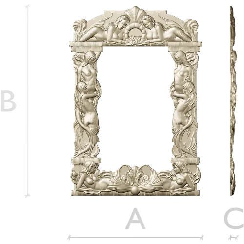 Baroque Mermaid Frame STL for CNC