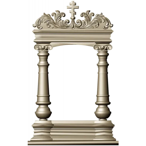 Киотная рамка с крестом и растительным картушем - 3D STL для ЧПУ