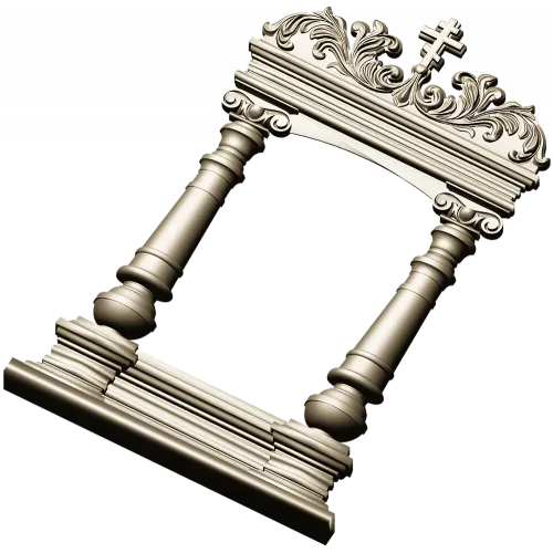 Киотная рамка с крестом и растительным картушем - 3D STL для ЧПУ