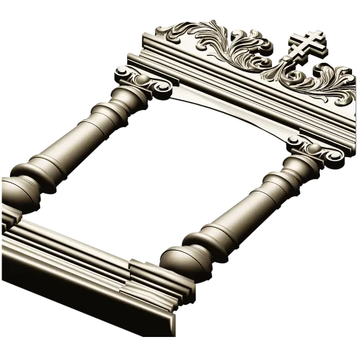 Киотная рамка с крестом и растительным картушем - 3D STL для ЧПУ