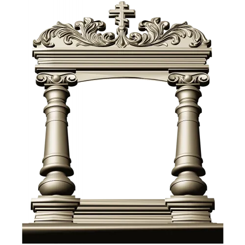 Киотная рамка с крестом и растительным картушем - 3D STL для ЧПУ