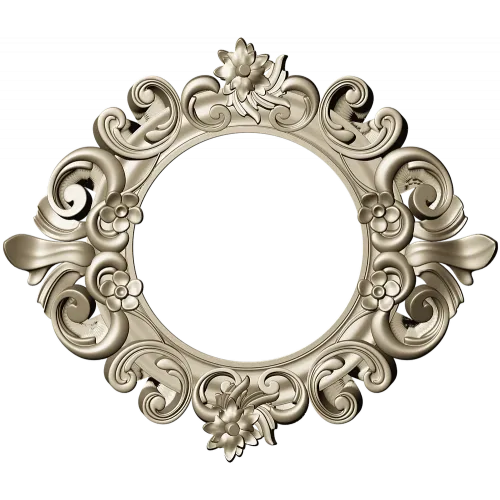 Baroque Floral Round Frame - STL 3D Model for CNC Routers