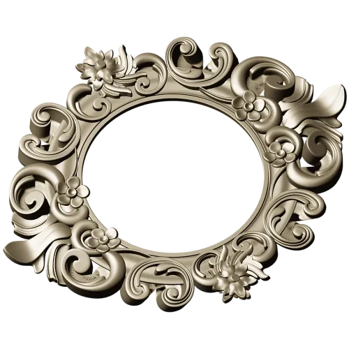 Baroque Floral Round Frame - STL 3D Model for CNC Routers