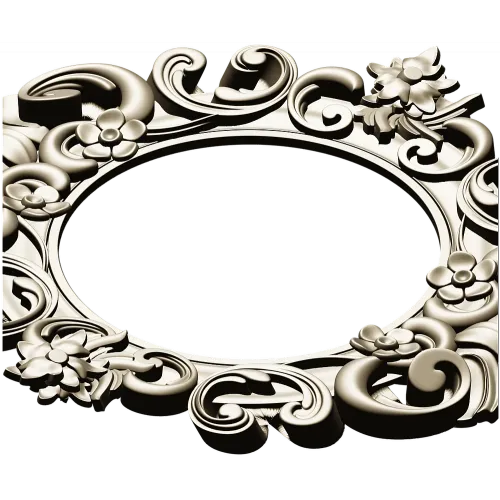 Baroque Floral Round Frame - STL 3D Model for CNC Routers