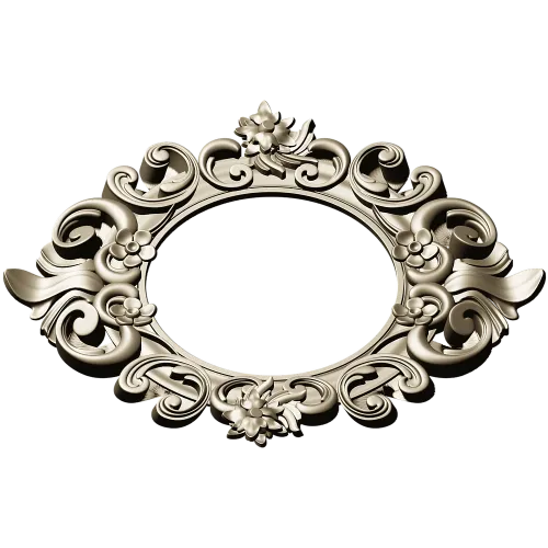 Baroque Floral Round Frame - STL 3D Model for CNC Routers