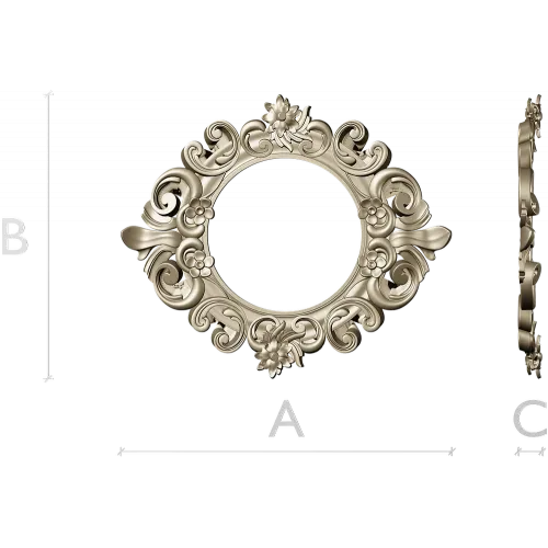 Baroque Floral Round Frame - STL 3D Model for CNC Routers