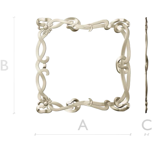 Floral Ribbon Square Frame - STL 3D Model for CNC Milling