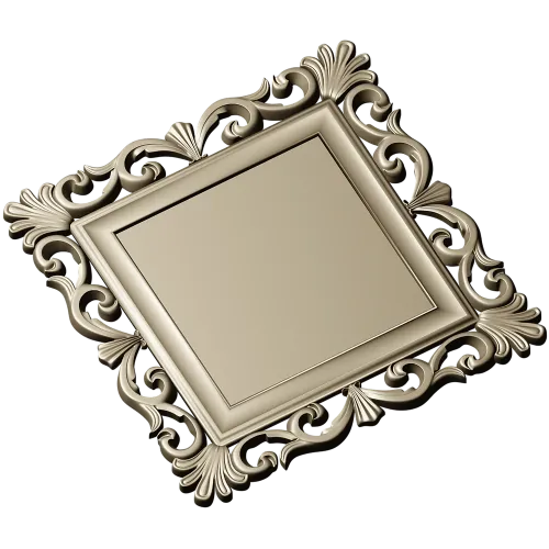 Baroque Square Frame STL - ornate CNC-ready 3D model