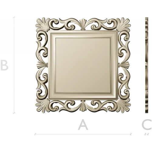 Baroque Square Frame STL - ornate CNC-ready 3D model