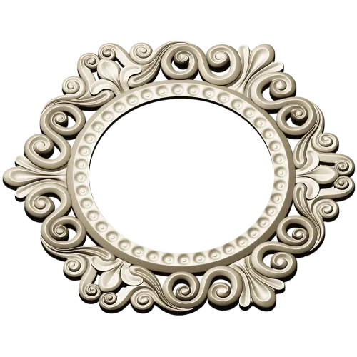 Baroque Round Frame STL for CNC - Ornate Rocaille Design