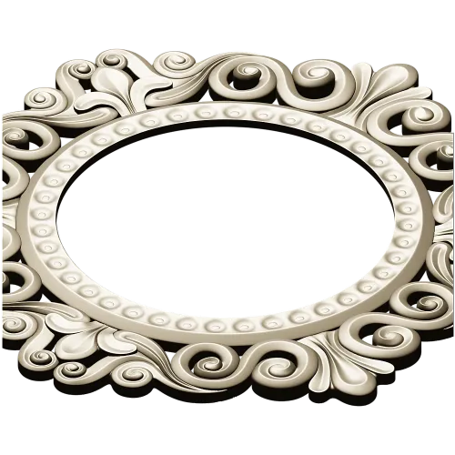 Baroque Round Frame STL for CNC - Ornate Rocaille Design