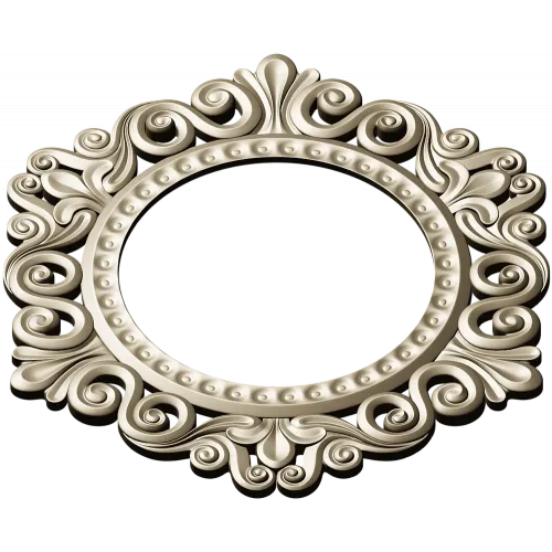 Baroque Round Frame STL for CNC - Ornate Rocaille Design