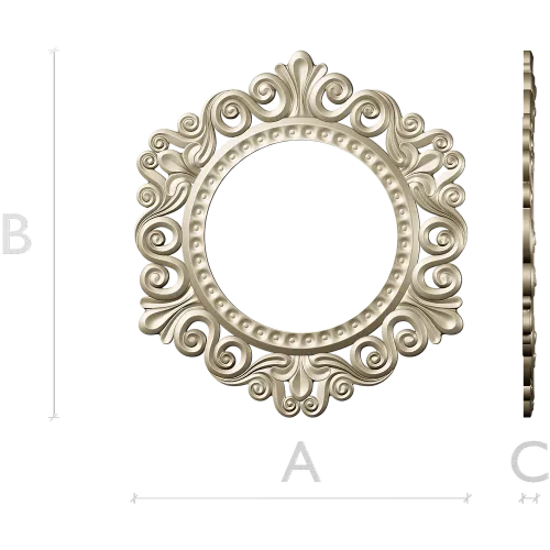 Baroque Round Frame STL for CNC - Ornate Rocaille Design