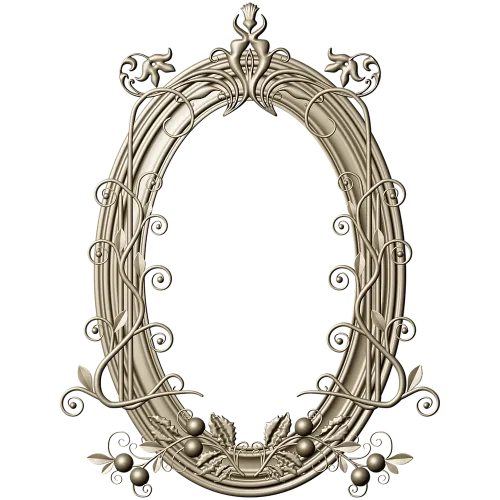 Ornate Oval Vine Frame STL 3D Model for CNC