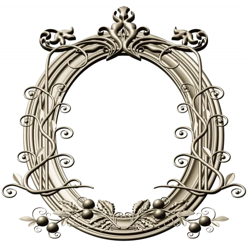 Ornate Oval Vine Frame STL 3D Model for CNC