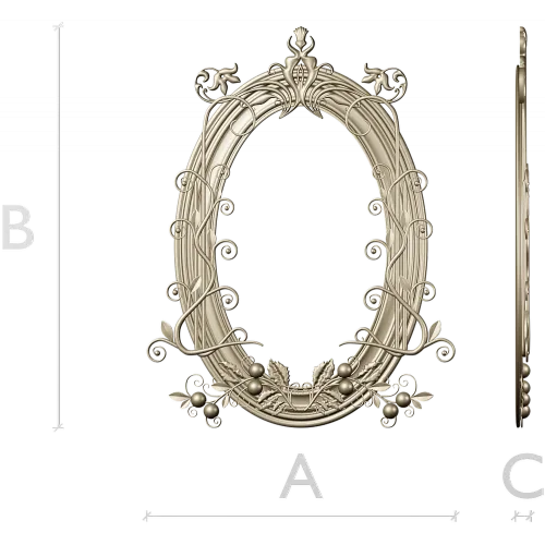 Ornate Oval Vine Frame STL 3D Model for CNC